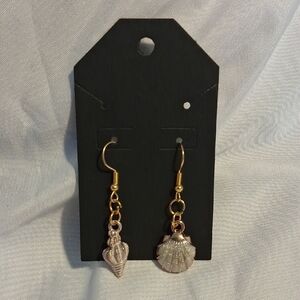 Gold and Pink Shell Earrings